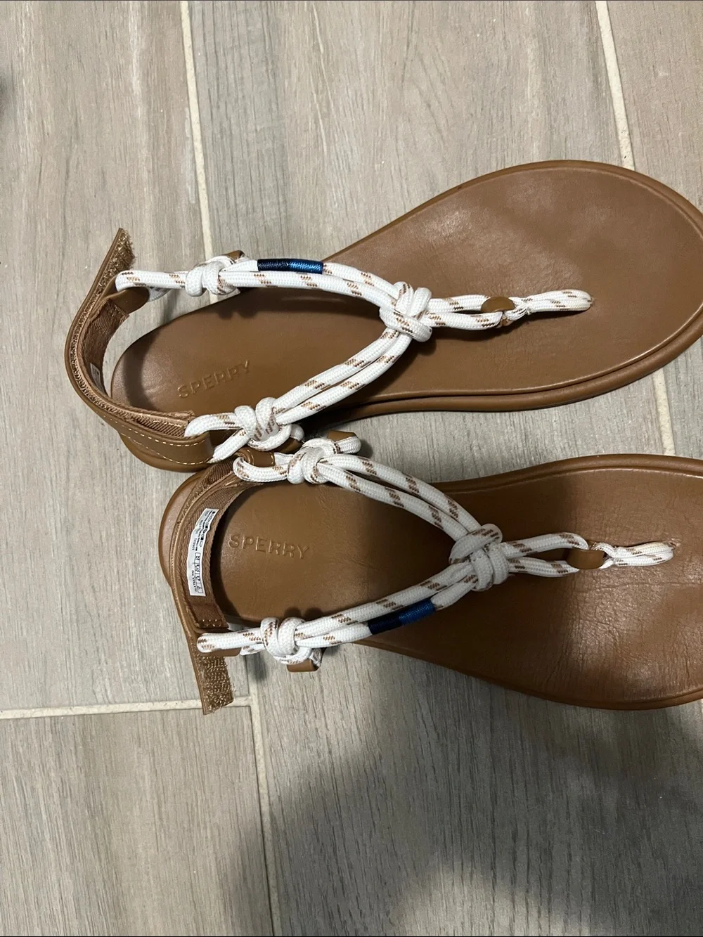 Sperry Island  T Bar Knot Sandals with Tan Footbed